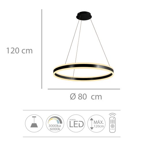 Plafonnier Led Negra Ø80Cm Zirka - Plafonnier LED - UKUKHOME.com