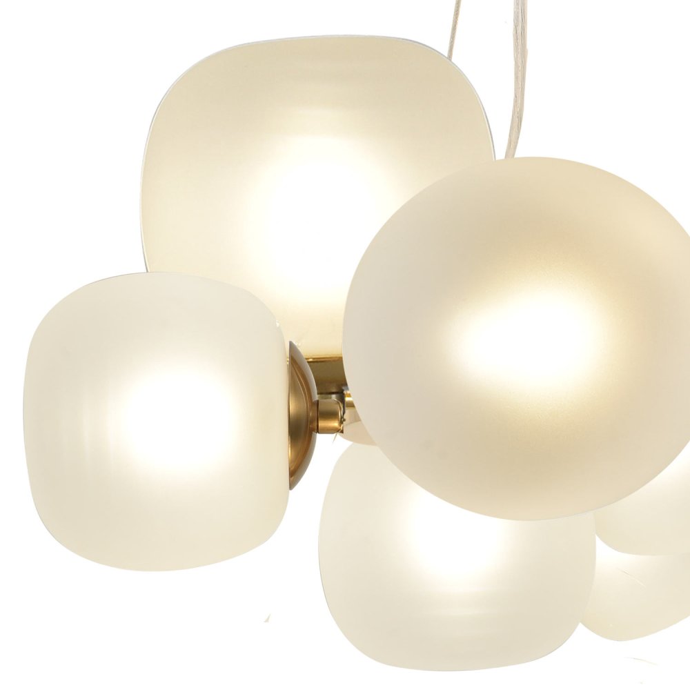 SUSPENSION 11 LUMIÈRES OKO BLANC OPAL ET DORÉ | Ukukhome
