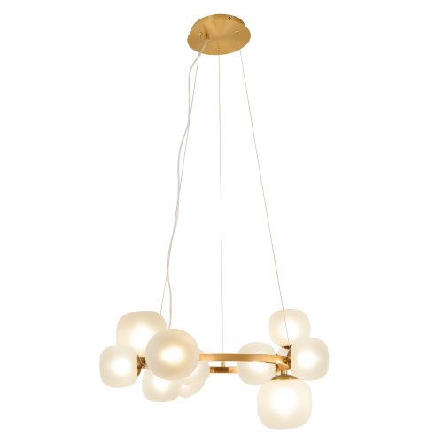 SUSPENSION 11 LUMIÈRES OKO BLANC OPAL ET DORÉ | Ukukhome