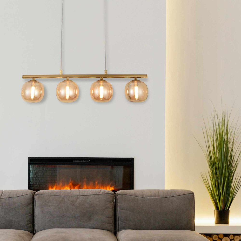 PLAFONNIER 4 LUMIÈRES OKO AMBRÉ | Ukukhome