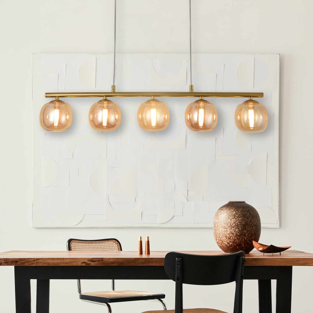 PLAFONNIER 5 LUMIÈRES OKO AMBRÉ | Ukukhome