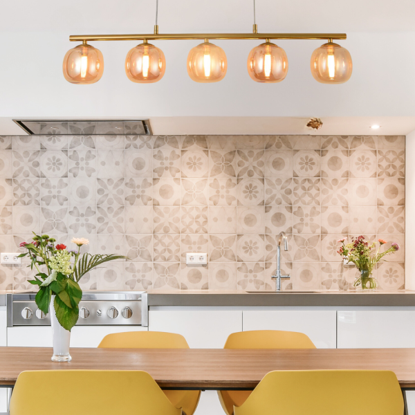 PLAFONNIER 5 LUMIÈRES OKO AMBRÉ | Ukukhome