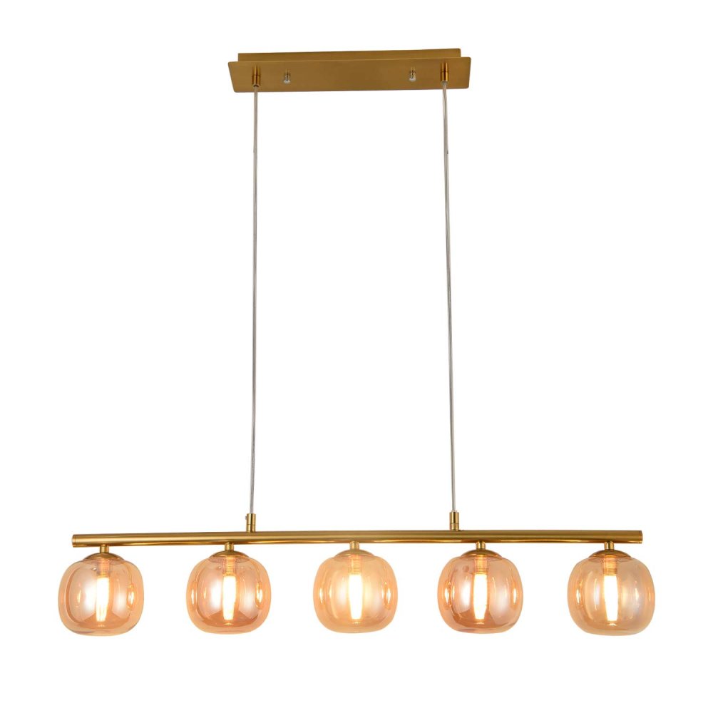 PLAFONNIER 5 LUMIÈRES OKO AMBRÉ | Ukukhome