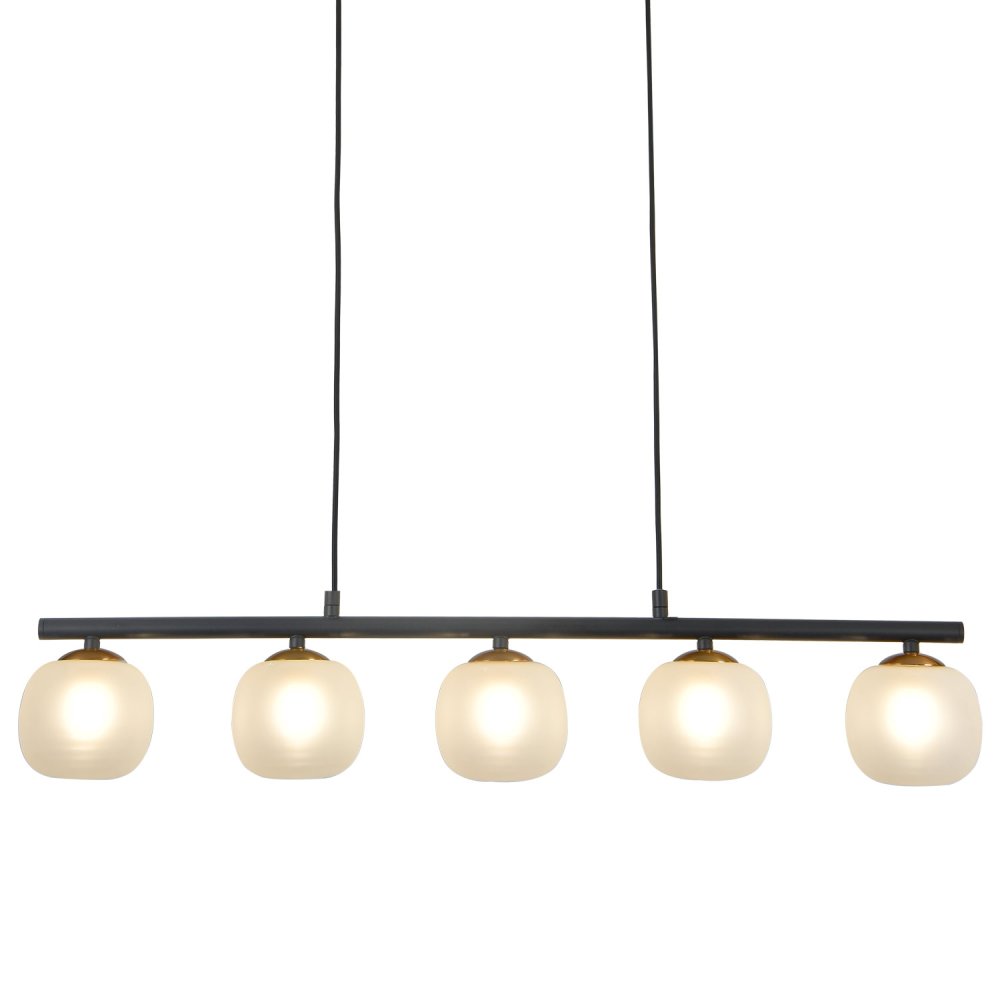 PLAFONNIER 5 LUMIÈRES OKO BLANC OPAL ET NOIR | Ukukhome