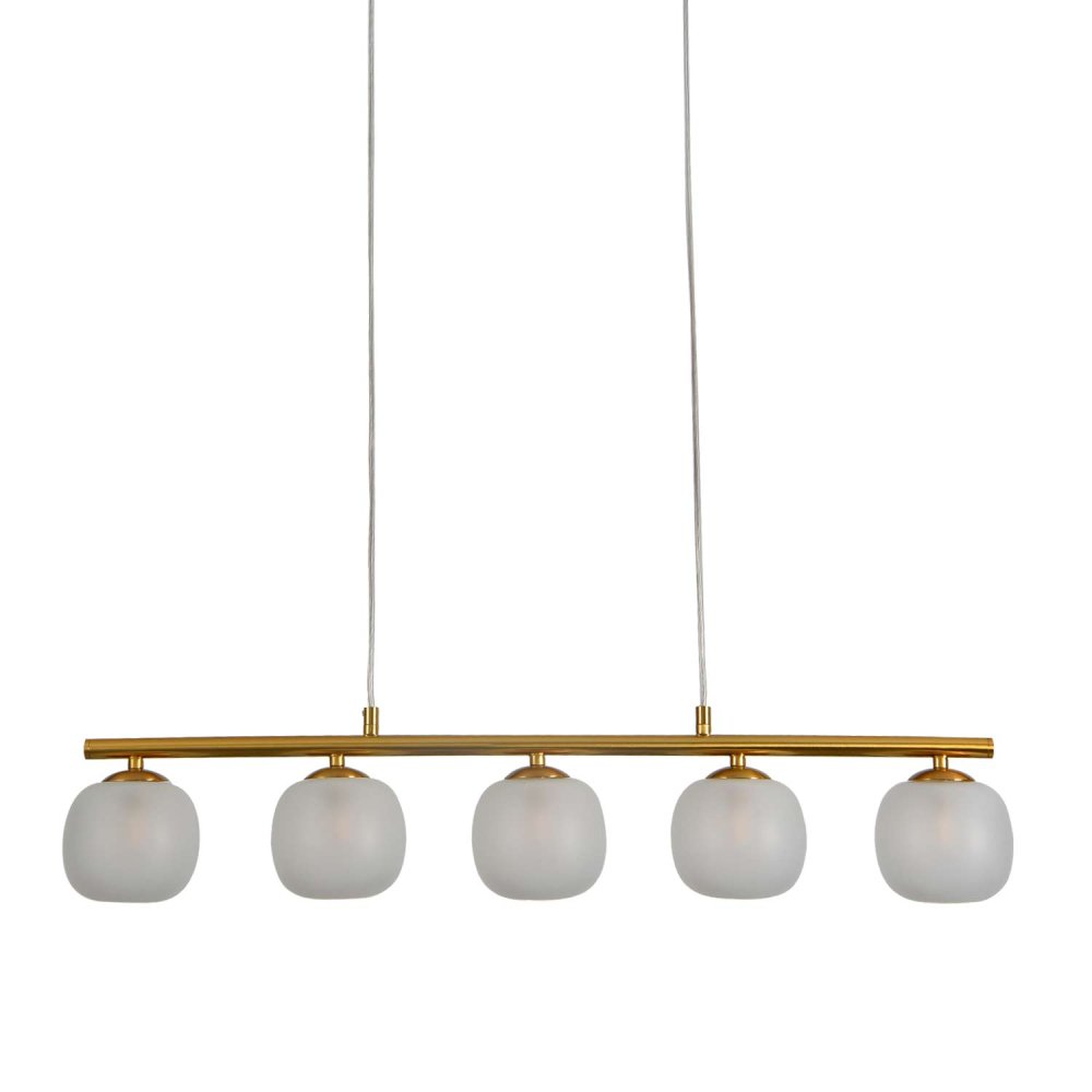 PLAFONNIER 5 LUMIÈRES OKO BLANC OPAL ET DORÉ | Ukukhome