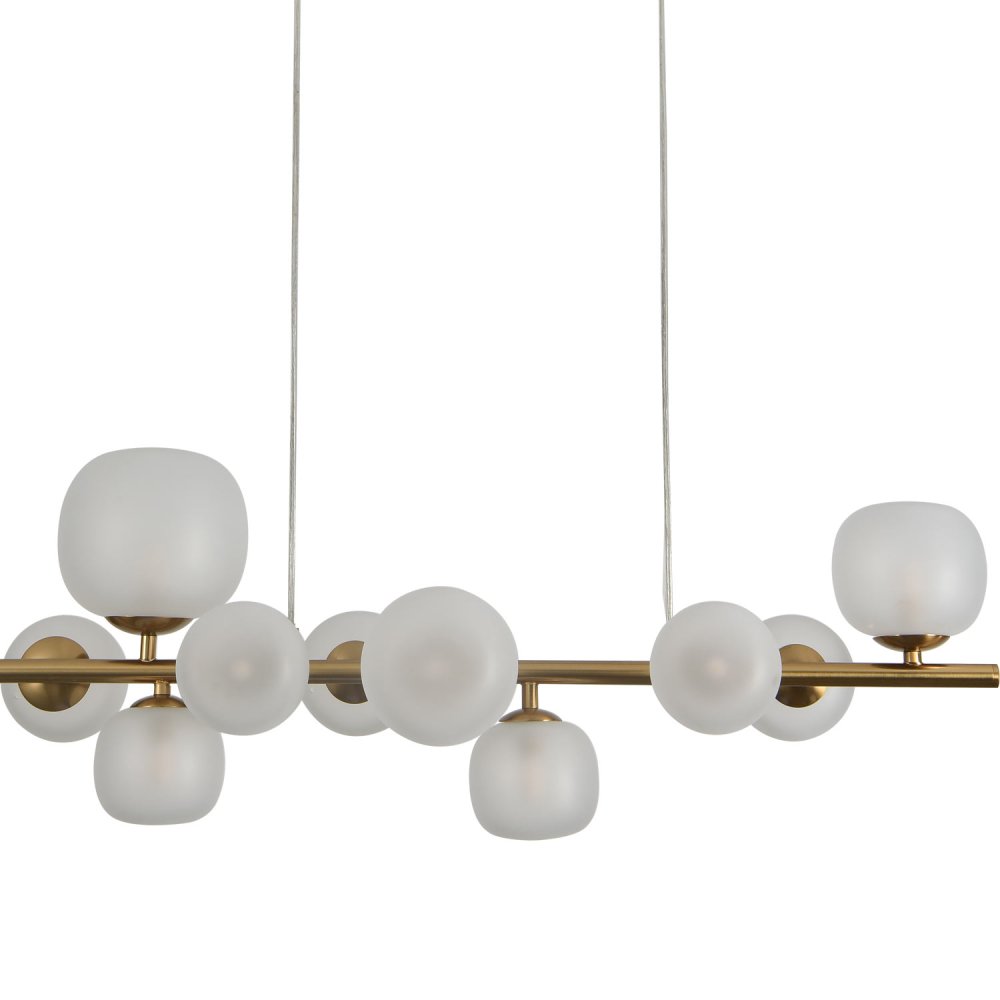 SUSPENSION 10 LUMIÈRES OKO BLANC OPAL ET DORÉ | Ukukhome