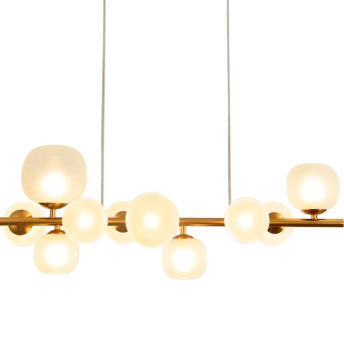 SUSPENSION 10 LUMIÈRES OKO BLANC OPAL ET DORÉ | Ukukhome