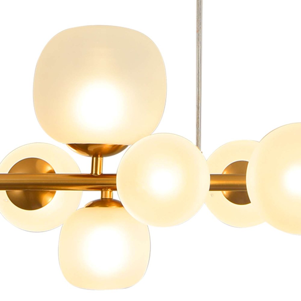 SUSPENSION 10 LUMIÈRES OKO BLANC OPAL ET DORÉ | Ukukhome