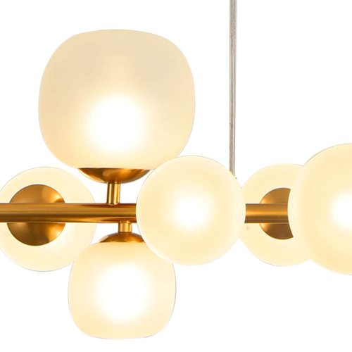 SUSPENSION 10 LUMIÈRES OKO BLANC OPAL ET DORÉ | Ukukhome