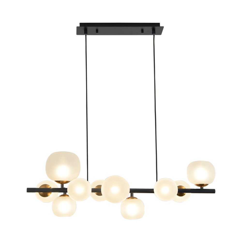 SUSPENSION 10 LUMIÈRES OKO BLANC OPAL ET NOIR | Ukukhome