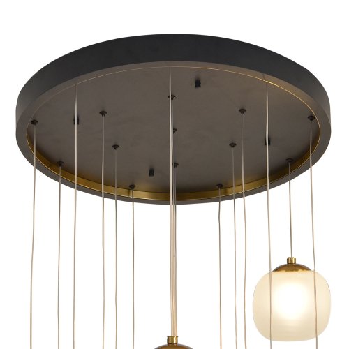 PLAFONNIER 16 LUMIÈRES OKO BLANC OPAL ET DORÉ | Ukukhome