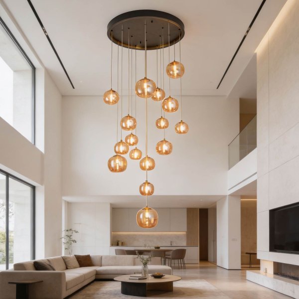 PLAFONNIER 16 LUMIÈRES OKO AMBRÉ | Ukukhome