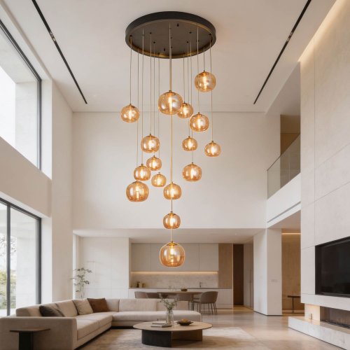 PLAFONNIER 16 LUMIÈRES OKO AMBRÉ | Ukukhome