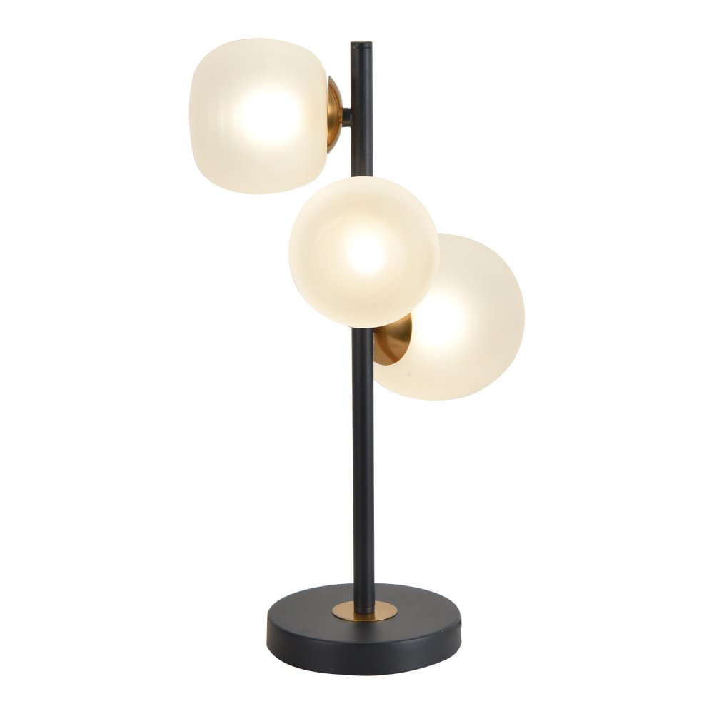 LAMPE À POSER 3 LUMIÈRES OKO BLANC OPAL ET NOIR | Ukukhome