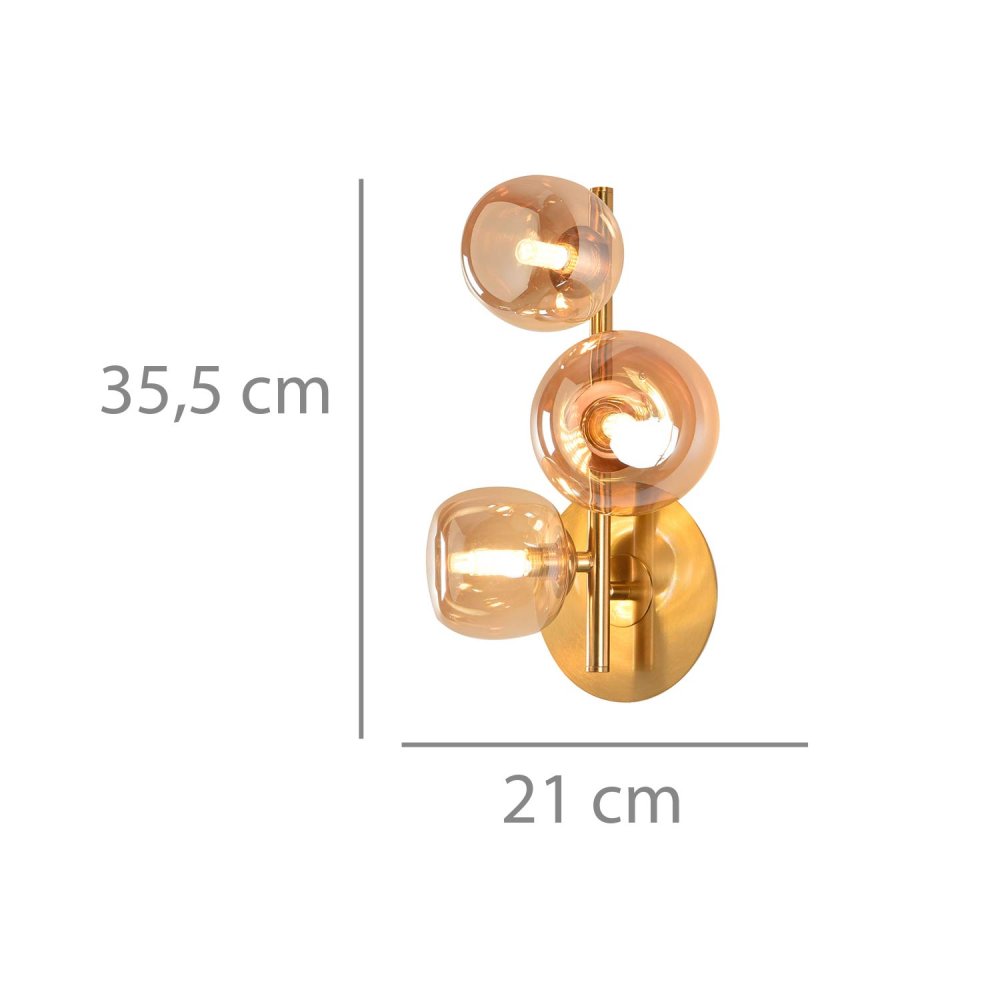 APPLIQUE MURALE 3 LUMIÈRES OKO AMBRÉ | Ukukhome