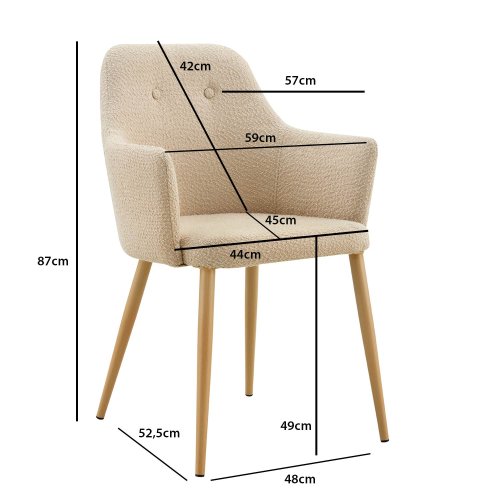 Fauteuil Olaf Sable Pieds Hêtre - Fauteuil rembourré moderne et confortable – UKUKHOME.COM