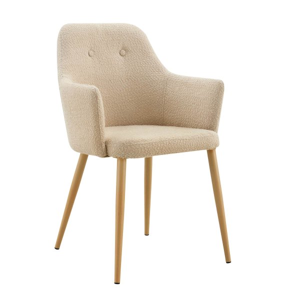 Fauteuil Olaf sable pied hêtre, tapisserie douce avec structure en bois