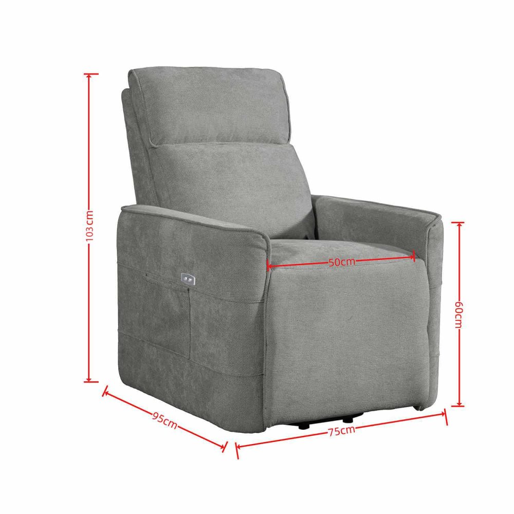 Fauteuil Relax Électrique Power Lift Gris - Achat UKUKHOME.com