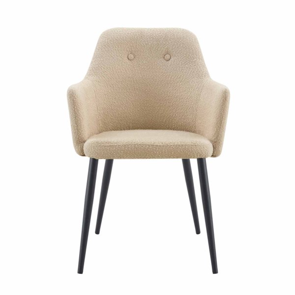 Fauteuil Olaf noir et sable pieds noirs, design moderne tapissé bicolore 2