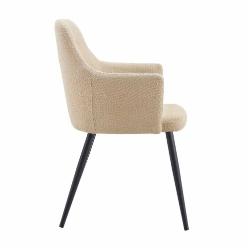 Fauteuil design sable avec pieds noirs – Élégance moderne