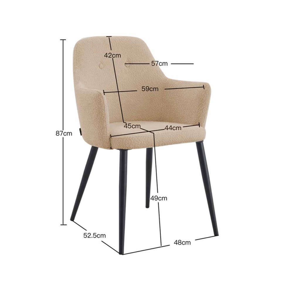 Fauteuil design sable avec pieds noirs – Élégance moderne