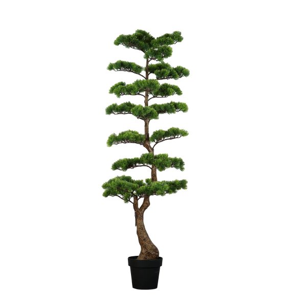 Pin artificiel 150 cm, branches denses d'aspect naturel hyperréaliste, idéal intérieurs et espaces commerciaux, pot noir 2