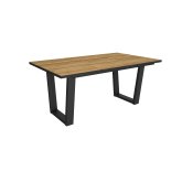 Table à manger fixe 167x90x74 cm 8 couverts, pieds U industriels, chêne noir, style industriel sombre pour salon