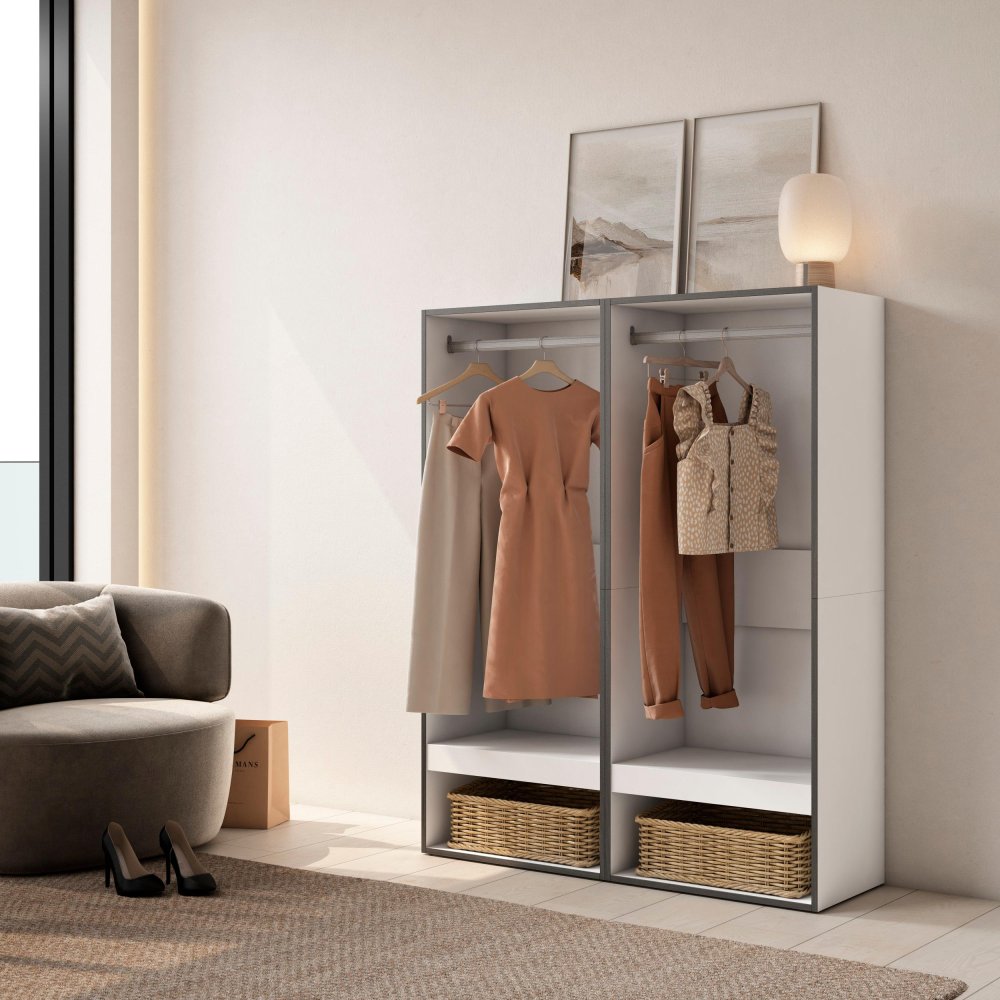 Dressing Ouvert 120x145 cm Blanc | Penderie Chambre