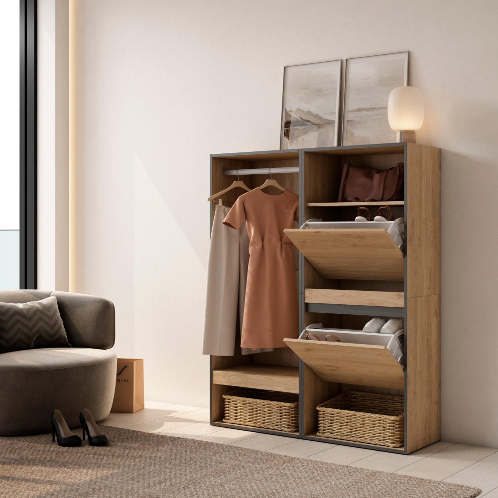 Dressing Ouvert Nova 120x145 cm Chêne | Dressing + Chaussures