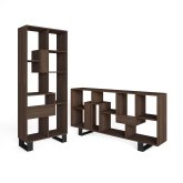 Bibliothèque étagère murale 174x67x31 cm design industriel chêne foncé, présentoir et rangement pour salon et bureau