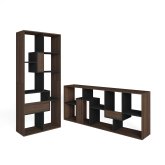 Bibliothèque étagère murale 162x67x31 cm avec rangement chêne foncé et noir, design industriel bicolore pour salon