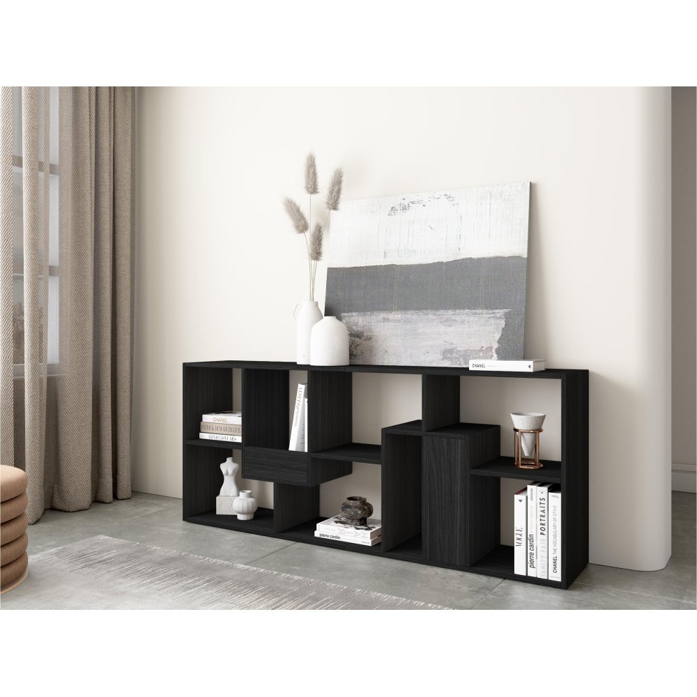 Bibliothèque Étagère 162 cm Noir | Multiposition Murale