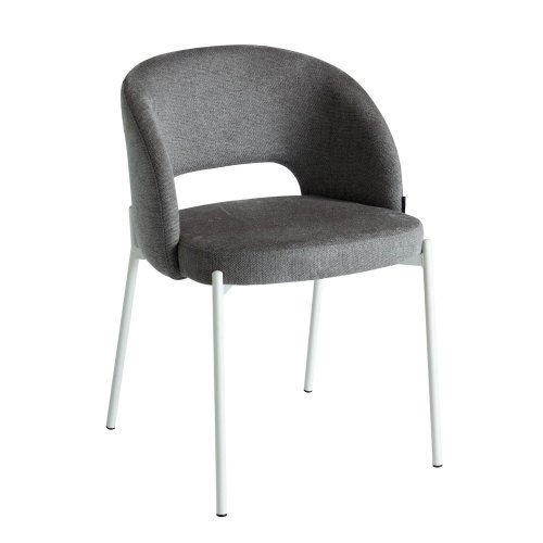 Chaise Rembourrée Harmony Grise Pieds Ivoire | Ukukhome