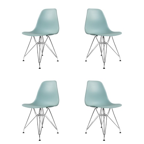 SET 4 SEDIE TOWER CHROME ACQUAMARINA EXTRA QUALITY