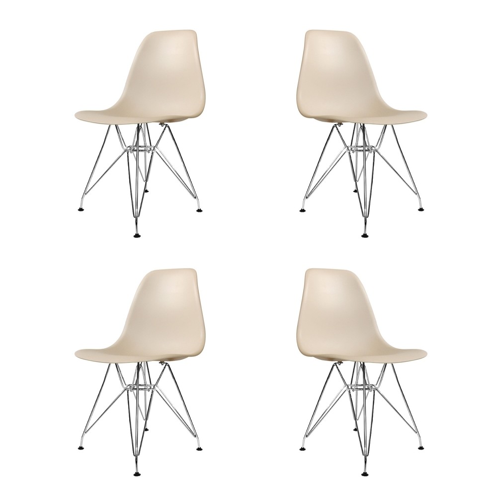 SET 4 SEDIE TOWER CHROME SABBIA EXTRA QUALITY