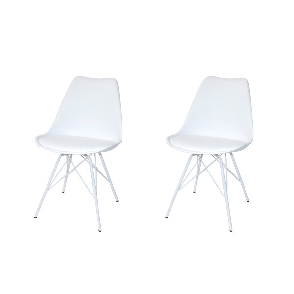 SET 2 SEDIE TOWER METAL BIANCHE