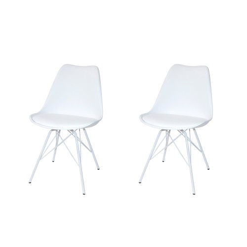 SET 2 SEDIE TOWER METAL BIANCHE