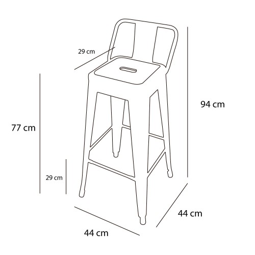 TABURETE LANK INDUSTRIAL CON RESPALDO METÃLICO