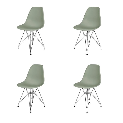 SET 4 SEDIE TOWER CHROME AZZURRE EXTRA QUALITY