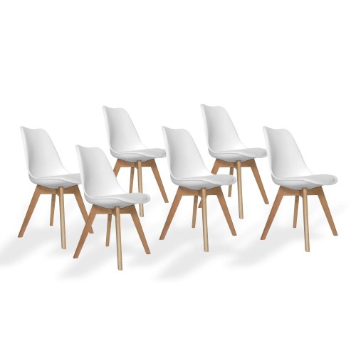 SET 6 SEDIE NEW TOWER WOOD BIANCHE