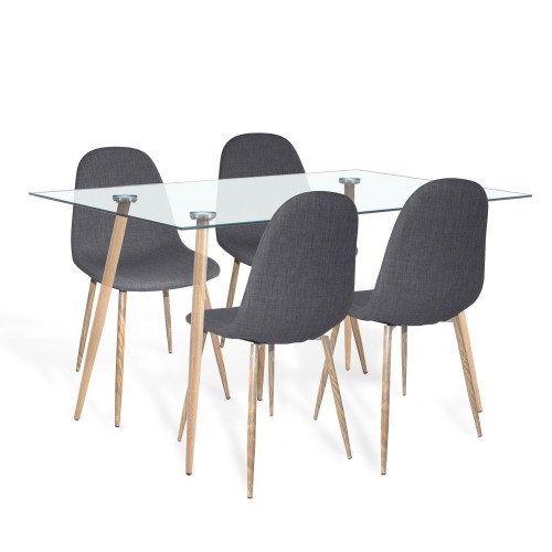 PACK MESA DE COMEDOR FOREST 140 CM Y SILLA TAPIZADA CORO - Set di tavolo e sedie 