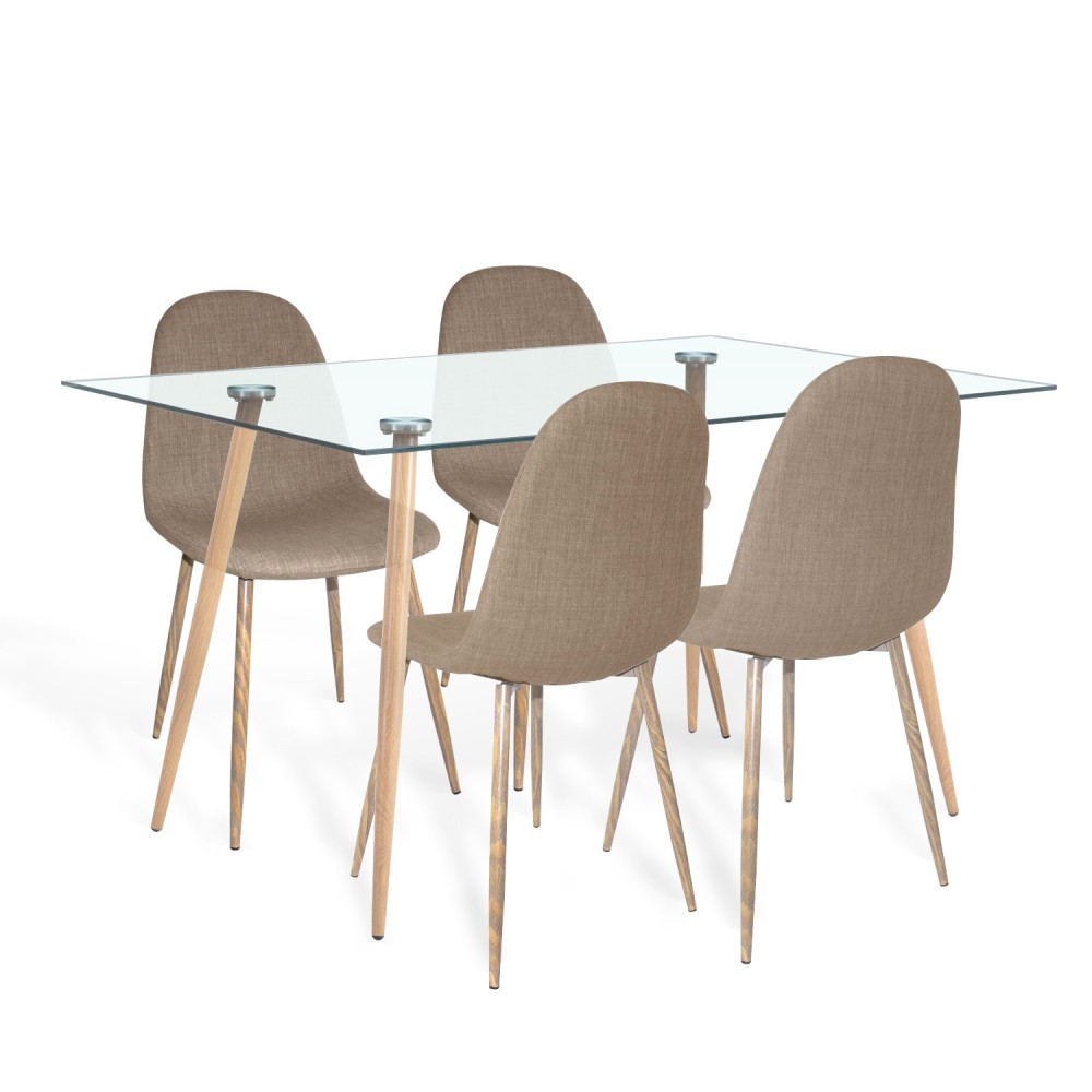 PACK MESA DE COMEDOR FOREST 140 CM Y SILLA TAPIZADA CORO CAPUCCINO - Set di tavolo e sedie 