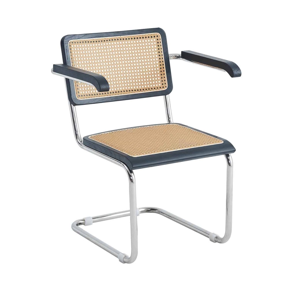 SEDIA ZULMA NATURALE BLACK CON BRACCIOLI