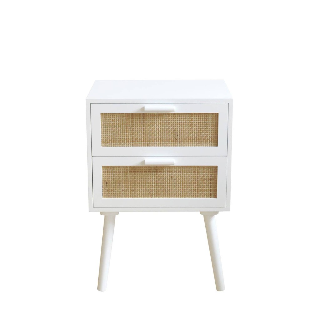 COMODINO TESVA BIANCO A 2 CASSETTI - Comodini