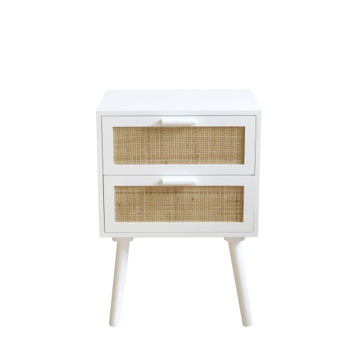 COMODINO TESVA BIANCO A 2 CASSETTI - Comodini