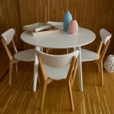 SET TAVOLO ROTONDO ZIRA BIANCO DI 106 CM E 4 SEDIE TIGA - Set di tavolo e sedie 