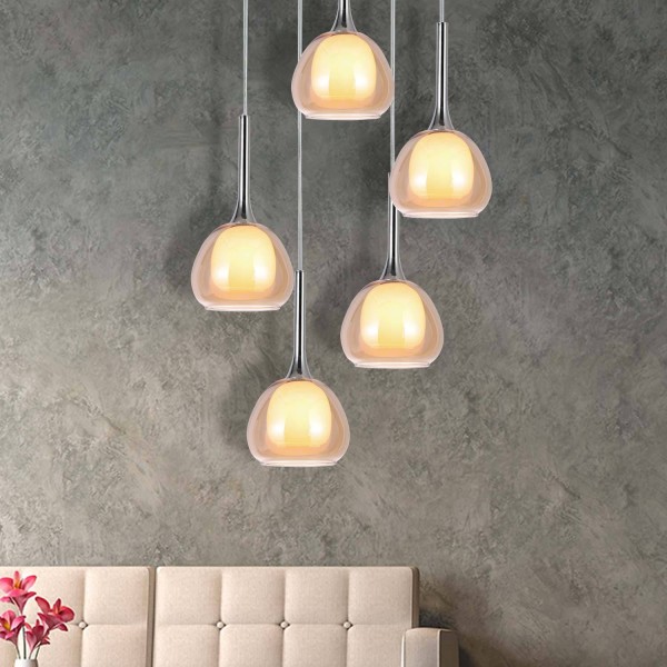 LAMPADA A SOSPENSIONE 5 LUCI AMBRA HUBA - Lampade a sospensione  2