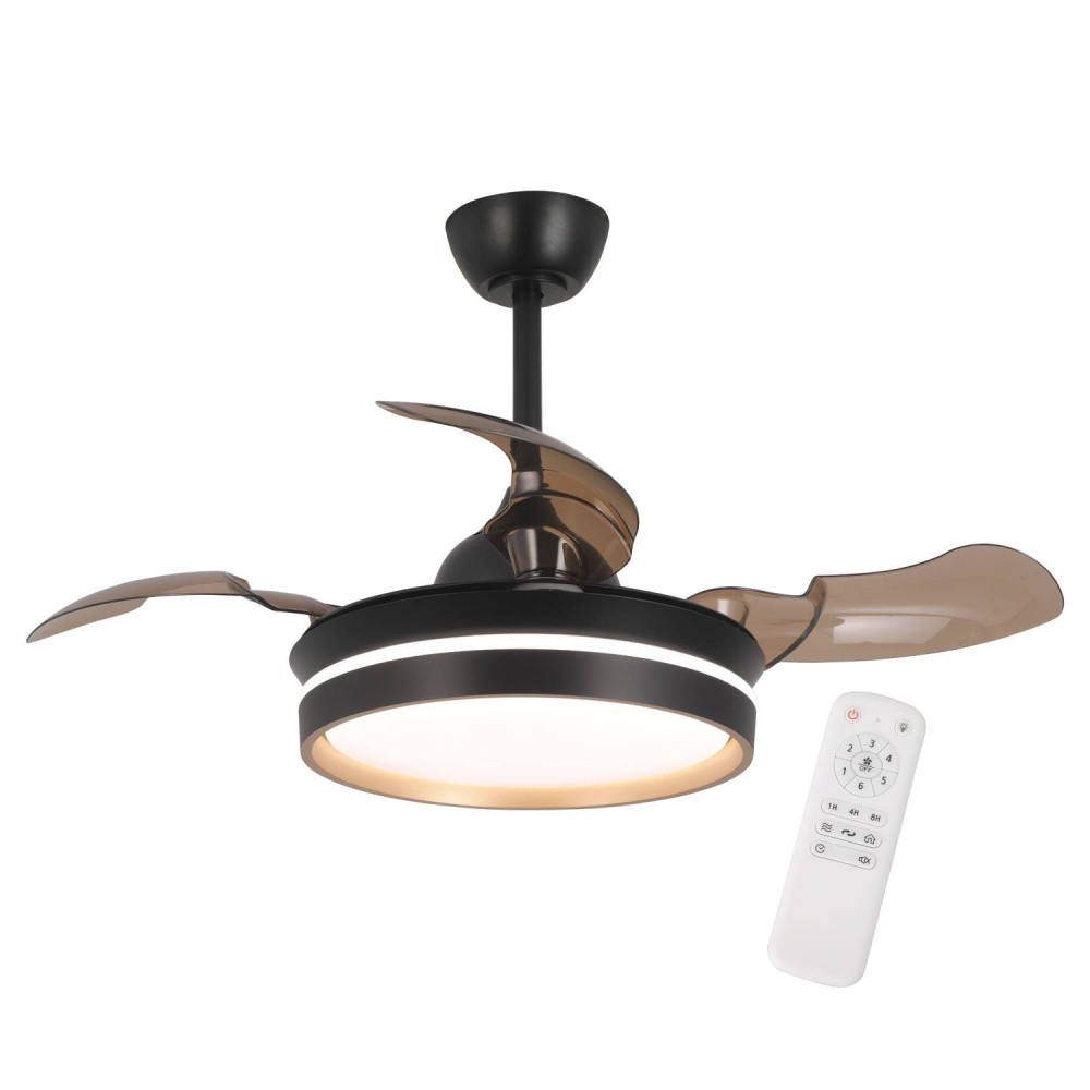 Ventilatore nero Tyrion 4 pale pieghevoli LED24W | Vendita di Mobili Online