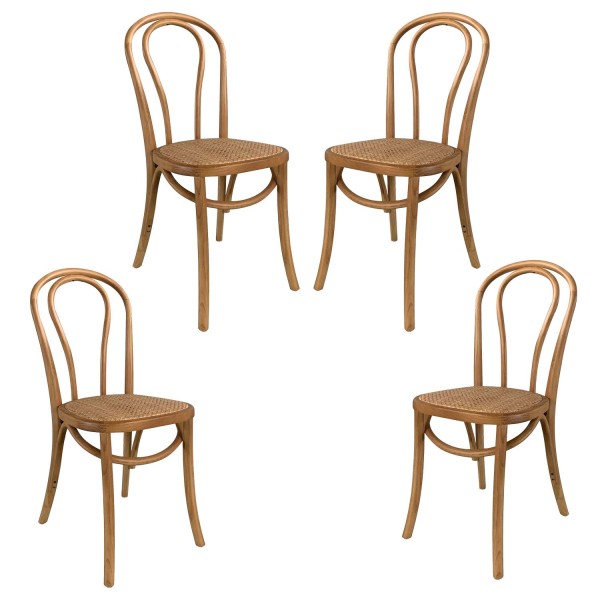 Pack 4 sedie Folie naturale in legno e rattan Vendita di Mobili Online