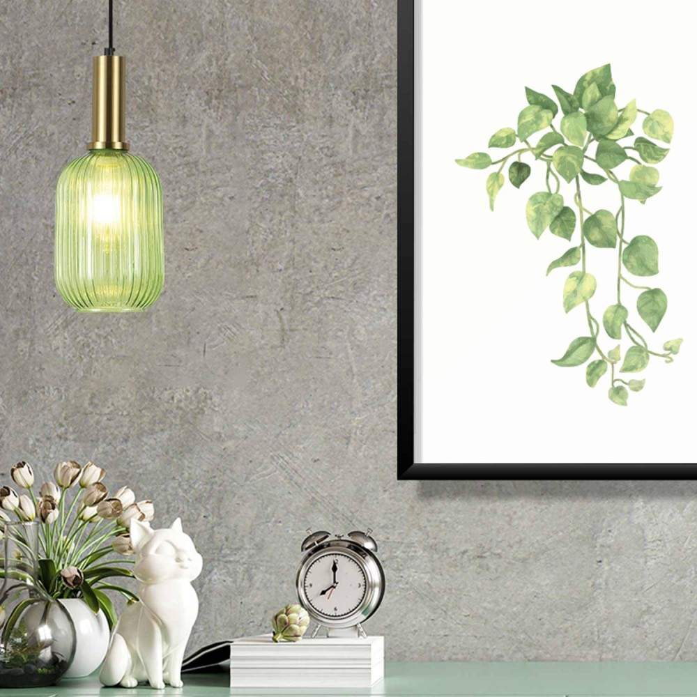 Lampadario a sospensione a 1 luce Kyle Verde-Vendita di Mobili Online